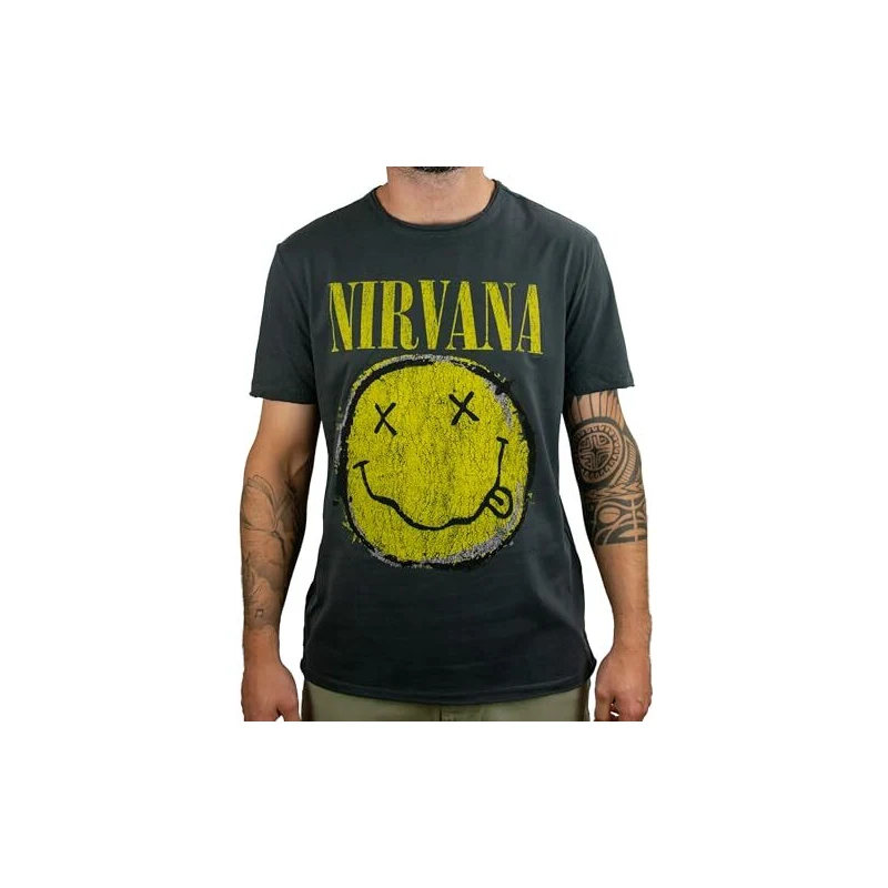 Nirvana Amplified Collection – Cappello Unisex In Cotone, Colore Carbone, Con Logo Della Band, Licenza Ufficiale