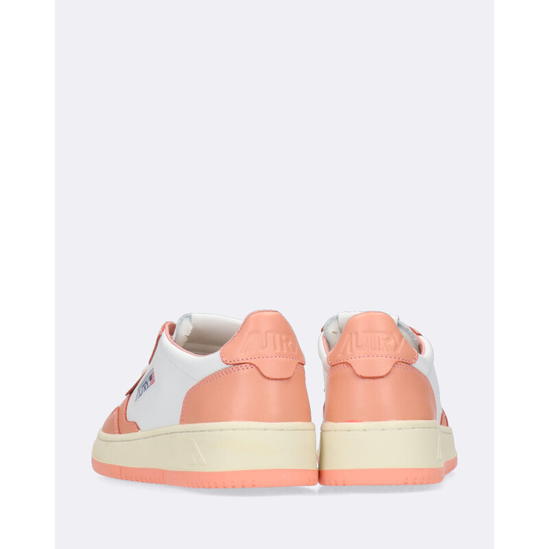 Autry Sneakers Basse Medalist Bianche e Salmone