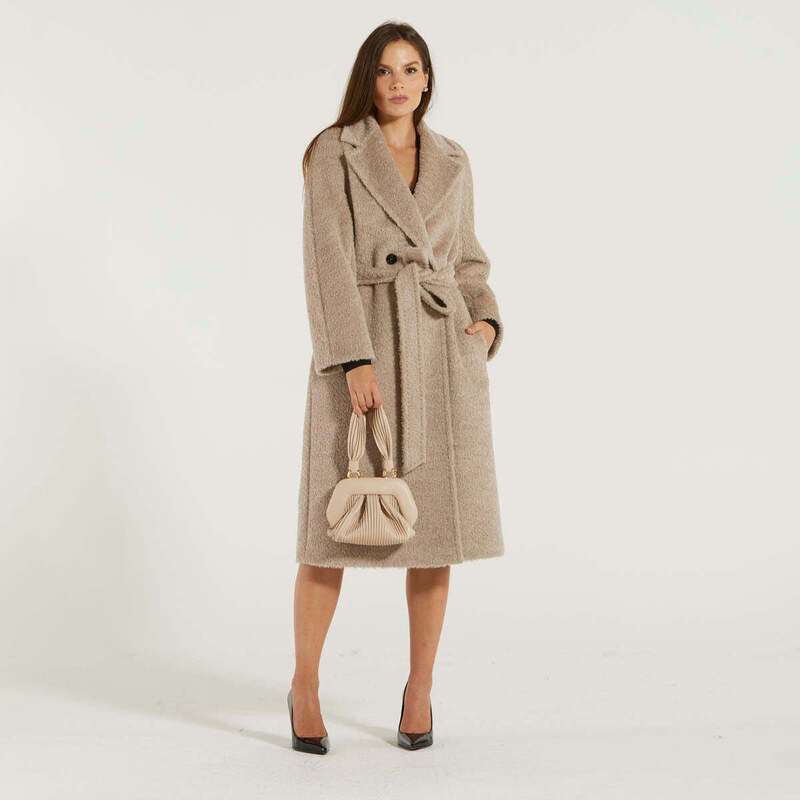 MaxMara cappotto in alpaca e lana grigio chiaro