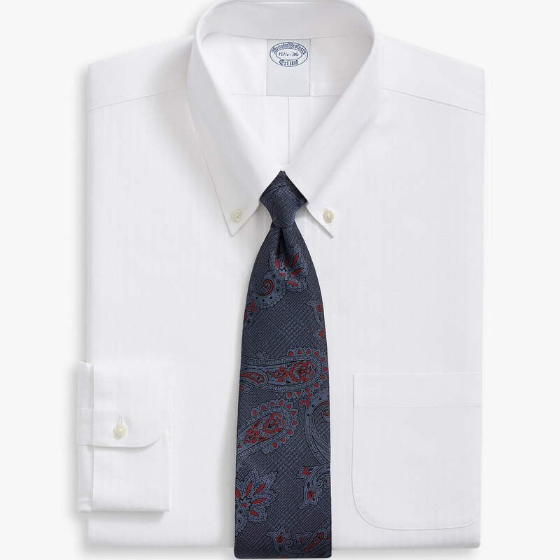Brooks Brothers Camicia bianca Regular Fit non-iron in cotone elasticizzato con colletto button-down - male Camicie eleganti Bianco 17H