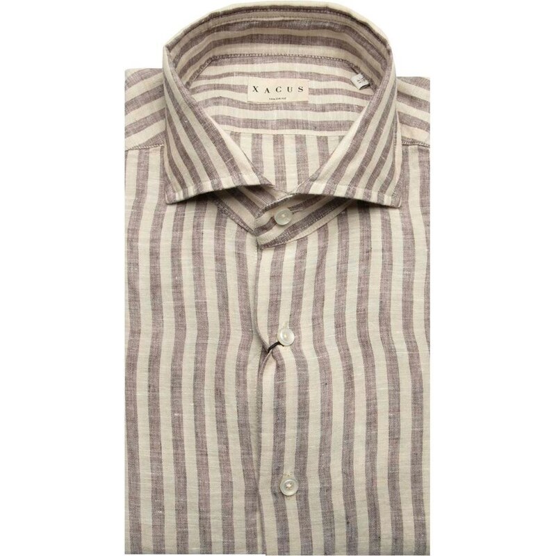 Xacus Camicia a righe Tailor Fit in lino