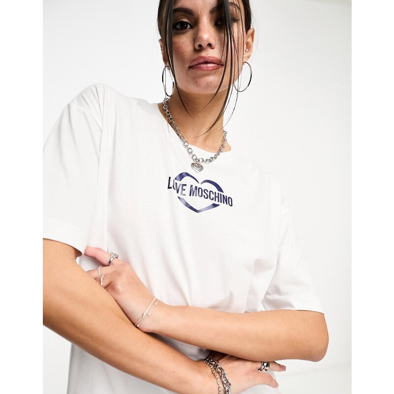 Love Moschino - Vestito T-shirt bianco con logo