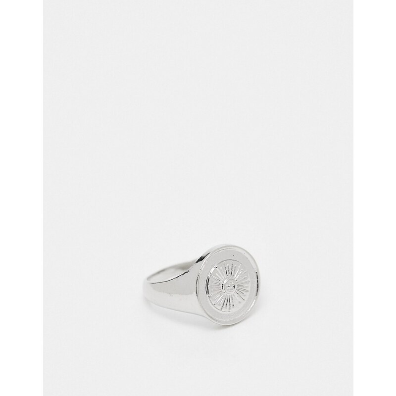 Jack & Jones - Anello con sigillo in finto argento con design con occhio