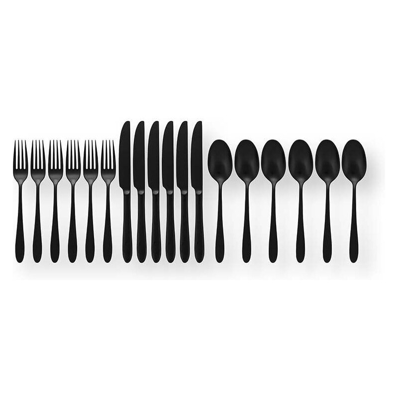 Targizer Set Posate 30 Pezzi Per 6 Persone – Nero, Acciaio Inox, Lavabili In Lavastoviglie, Design Elegante