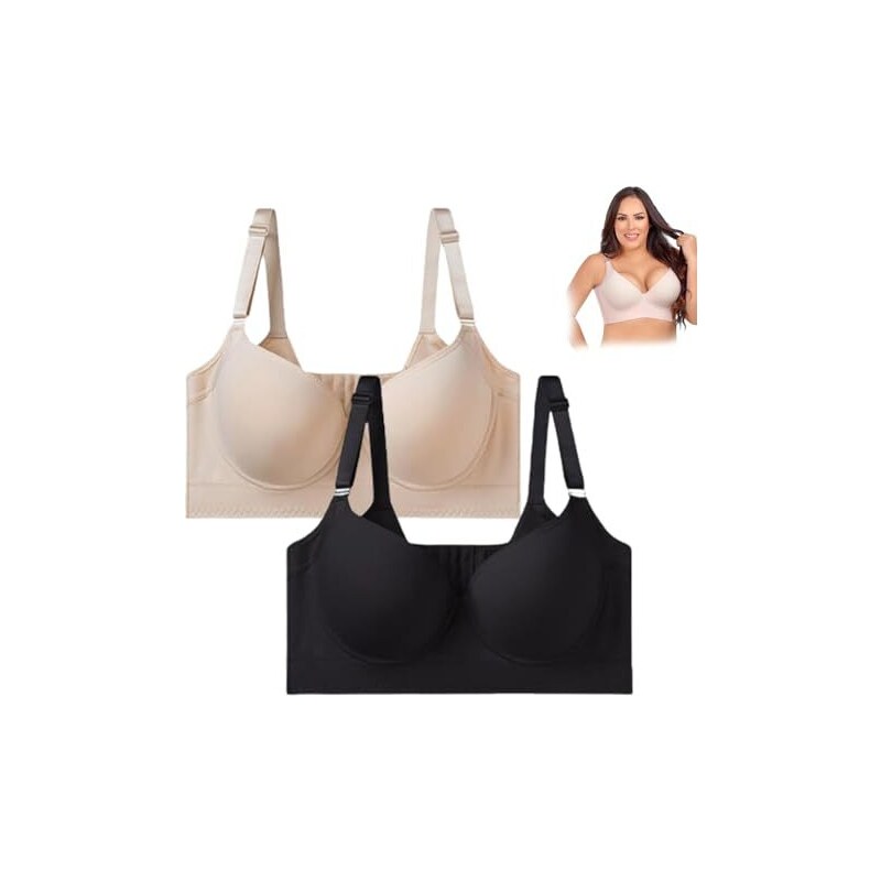 Promptanda - Reggiseno push-up levigante sulla schiena, reggiseno a coppa profonda, per nascondere il grasso sulla schiena, reggiseno formoso da donna, Colore della pelle, 48/110B