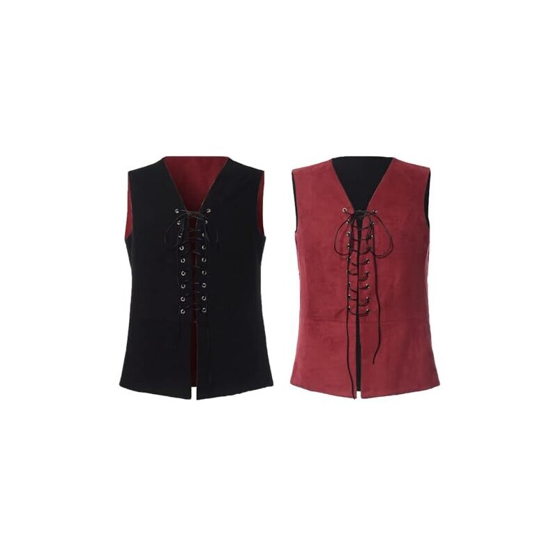 Gilet Uomo Pelle Nera Regolabile - Senza Maniche Taglia XL