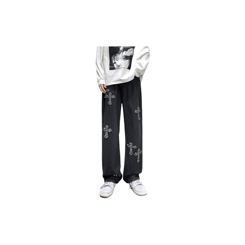 DESIGN - Jeans neri con gamba bombata e tasche cargo