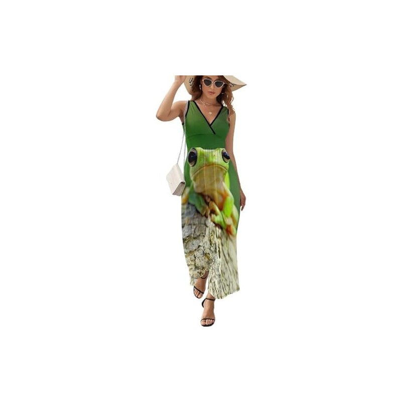 FENSACE Abito Corto Estivo Floreale – Scollo A V, Senza Maniche, Taglie Forti