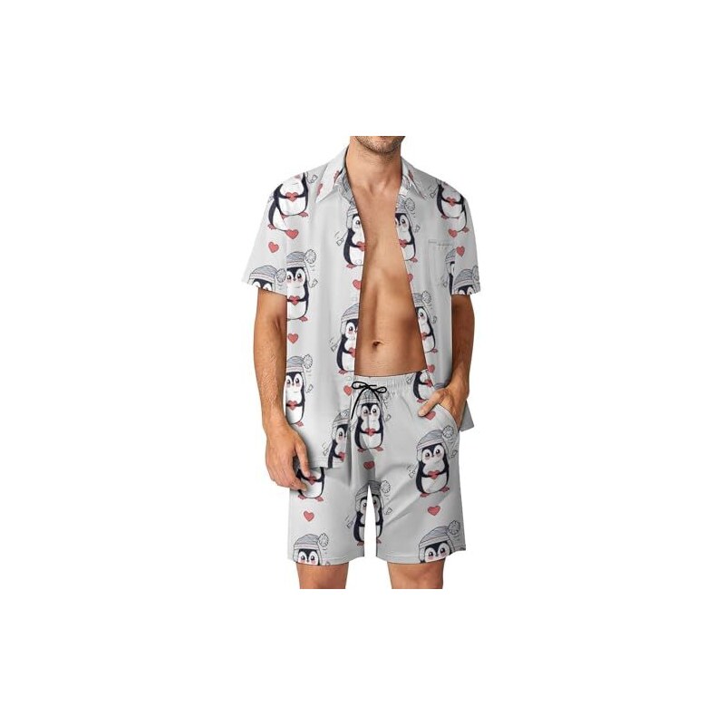 Floerns Pantaloncini Uomo Con Stampa Cartoon - Gamba Larga, Vita Regolabile Con Coulisse, Tasche, Streetwear Estivo