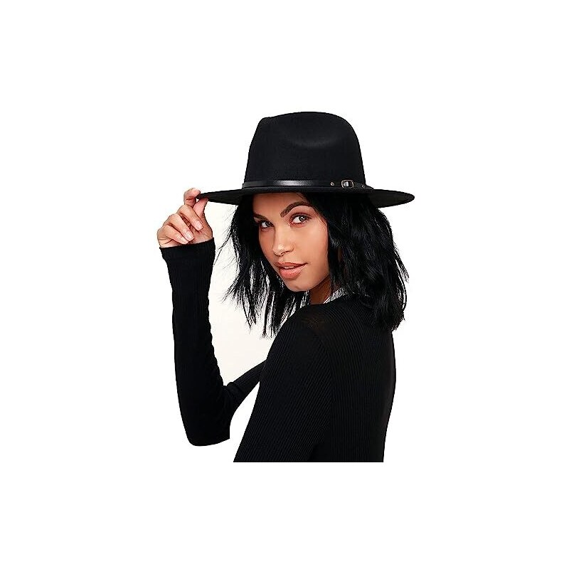 Cappello Fedora Bicolore In Lana - Tesa Larga 7 Cm, Circonferenza Regolabile 55-58 Cm, Interno Rosso, Unisex, Per Uomo E Donna, Accessorio Moda Autunno/Inverno