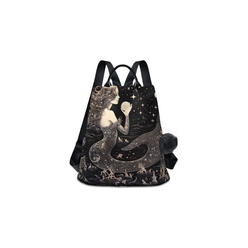 GAIREG Zaino Donna Con Teschio E Ali - 34x15x38cm, Antifurto, Pompon