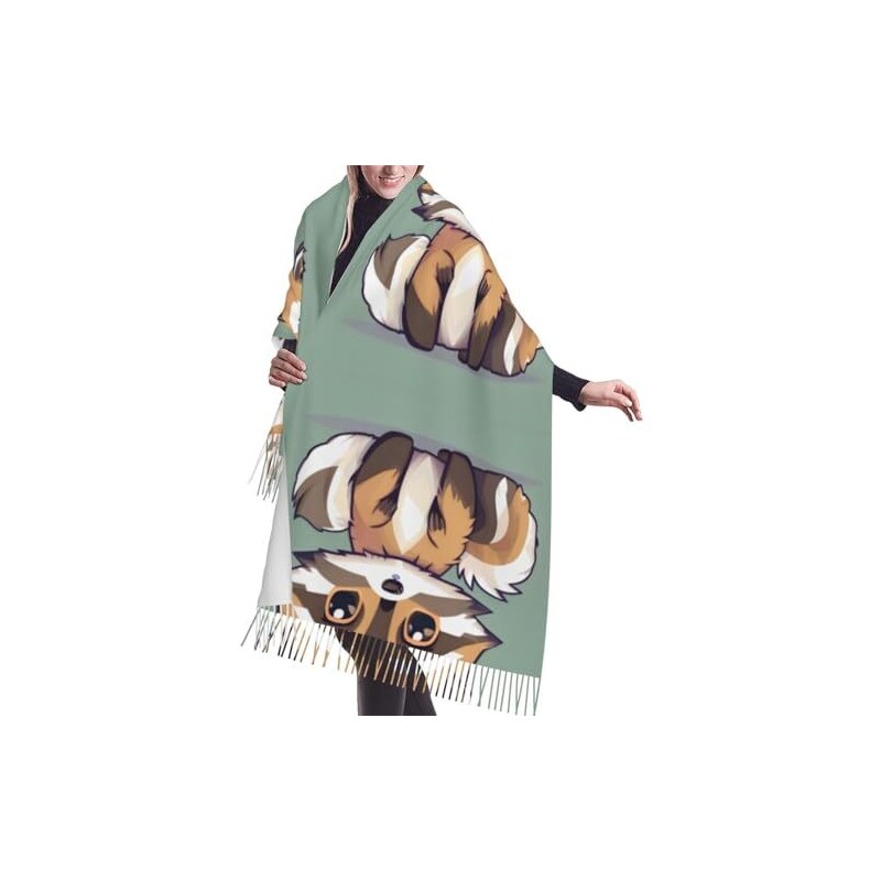Sciarpa da donna con frange, calda maglia grossa, grande e morbida, con nappa, di alta qualità, per l'autunno, l'autunno e l'inverno, g, Taglia unica