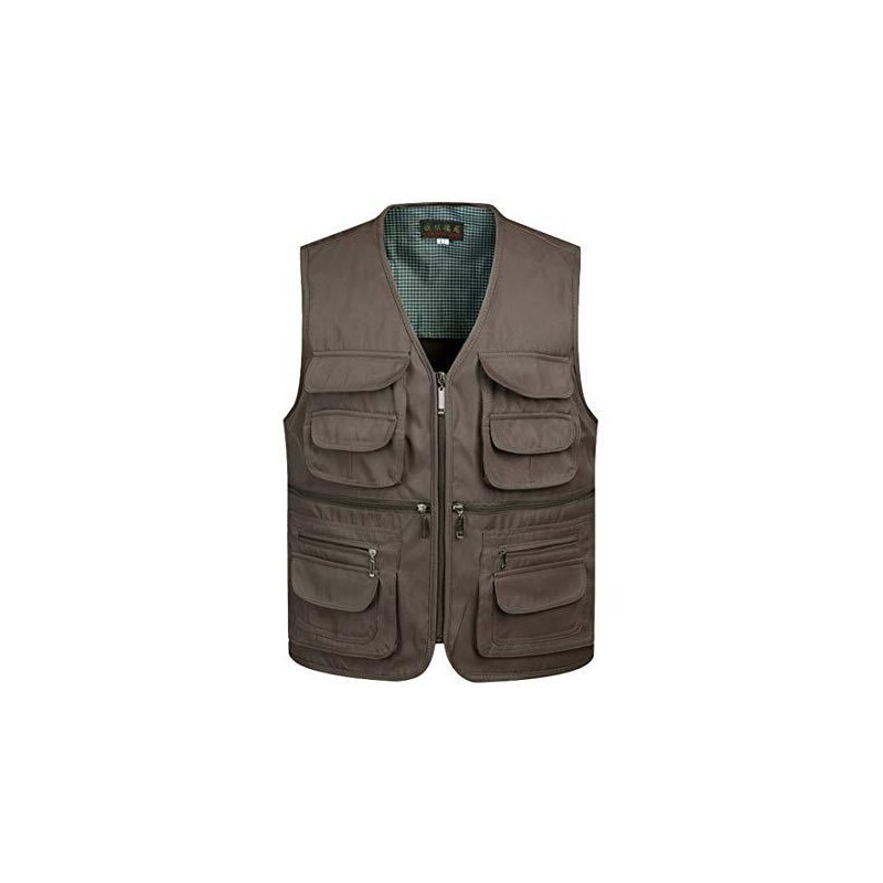 Gilet da pesca da uomo, stile safari, da viaggio, con cerniera, con tasche multiple, estivo, per lavoro all'aperto, foto, gilet, Gilet da pesca grigi
