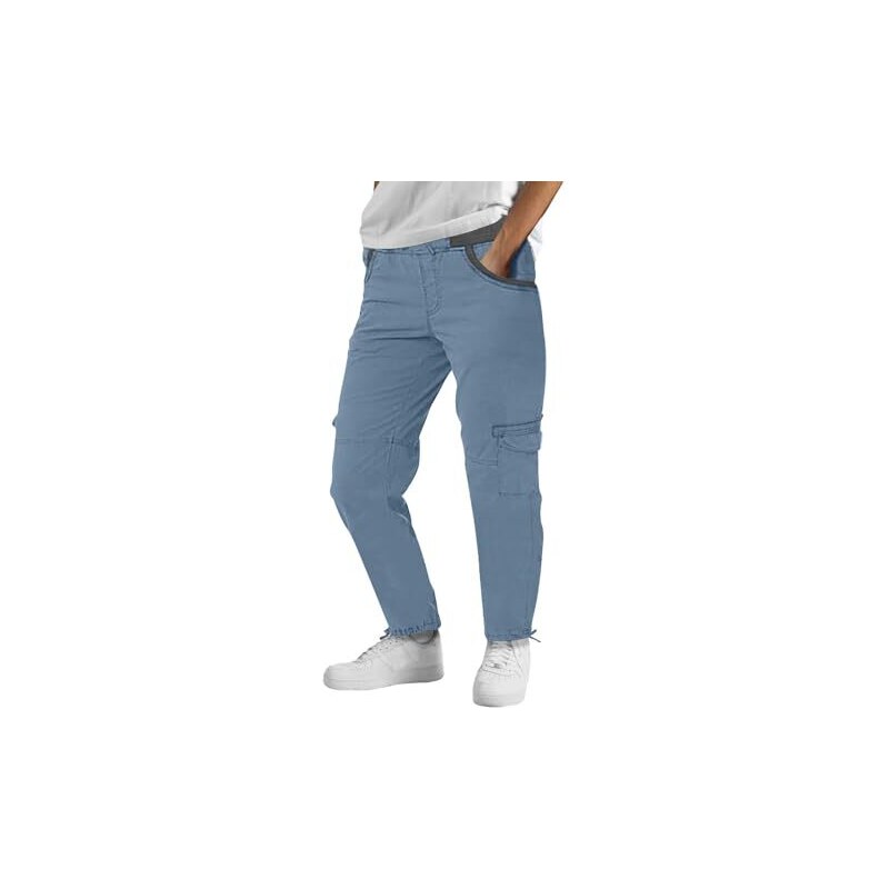 Pantaloni Uomo Con Tasche Laterali Cargo Multitasche Tasconato Zip Lacci COTONE - Foto 12