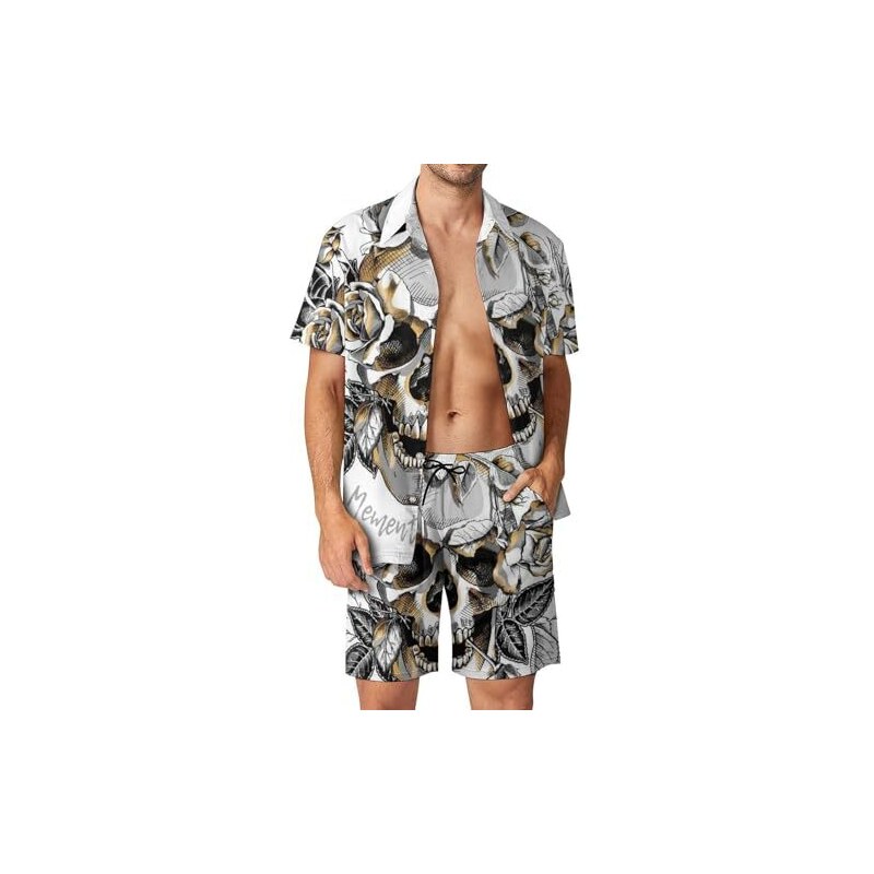 Camicia hawaiana da uomo e pantaloncini set 2 pezzi estate