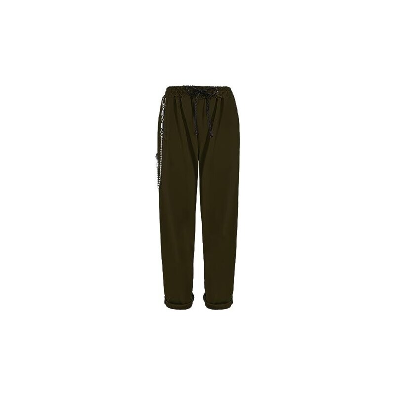 QPNGRP Pantaloncini Uomo Casual Con Tasche Con Cerniera, Vita Elastica E Coulisse, Tessuto Traspirante - Verde Scuro, Taglia 48