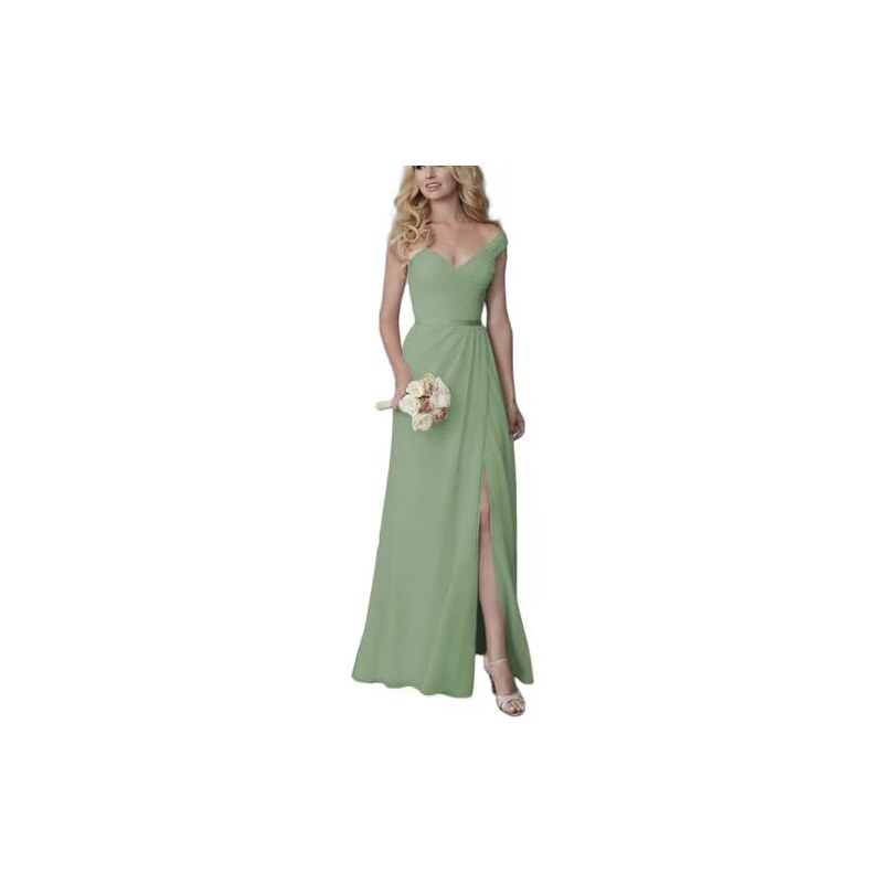 YIANN Abito Da Damigella Lungo In Chiffon Con Scollo A V E Spacco – Eleganza Per Matrimoni E Cerimonie, Taglie Su Misura