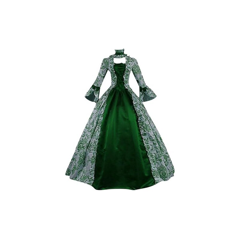234 - Vestito da donna, stile gotico, da principessa, vintage, in stile gotico, verde, XXL