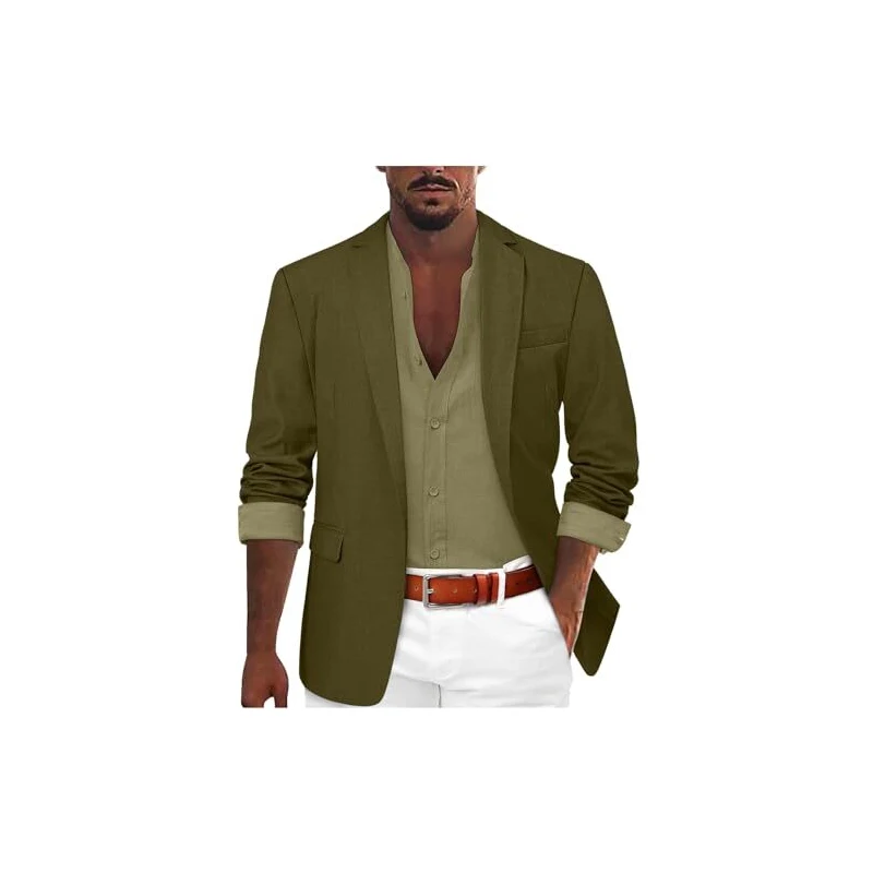 Giacca Uomo In Lino Estiva - Blazer Leggero Con Due Bottoni Per Tempo Libero - Foto 8