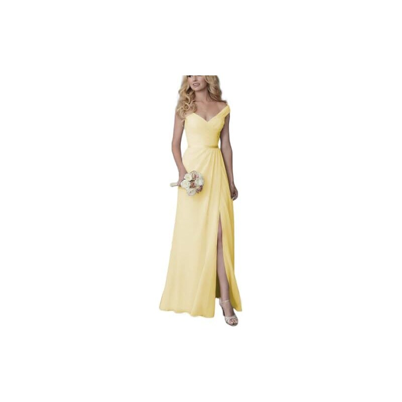 SAMHO WQA31 - Abito da damigella d'onore in chiffon con spalle scoperte