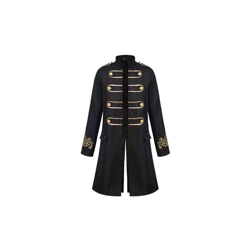Gilet In Velluto Nero Steampunk Da Uomo Frac Gotico Doppio