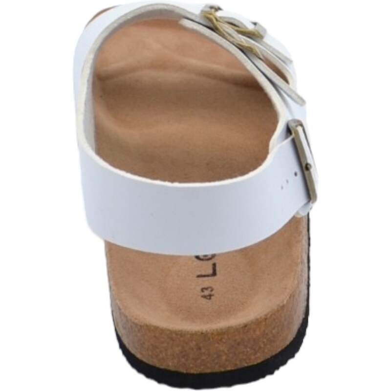 Malu Shoes Sandali uomo estivo in pelle bianca con doppia fibbia regolabile fondo Eva con antiscivolo con chiusura alla caviglia