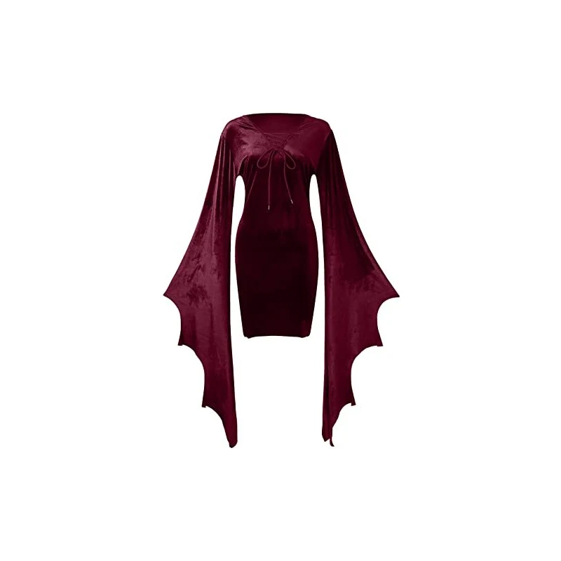 Abito gotico, da donna, vintage, a linea, swing, cocktail, gotico, Halloween, cosplay, mini abito da strega, 03-blu, XXXL