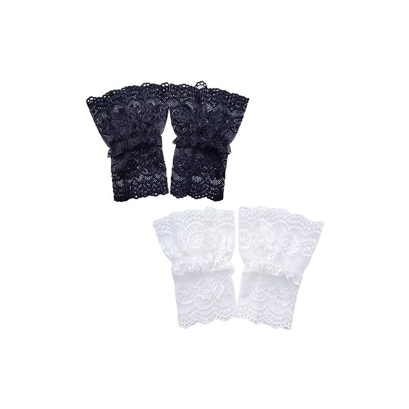 Teegxddy 2 Paia Guanti Corti Da Donna In Pizzo Eleganti Maglia Guanti Donna Short Yarn Mesh Guanti Guanti In Pizzo Con Fiocco Di Strass Elegante Tea Party Party Abito Da Sposa Accessori