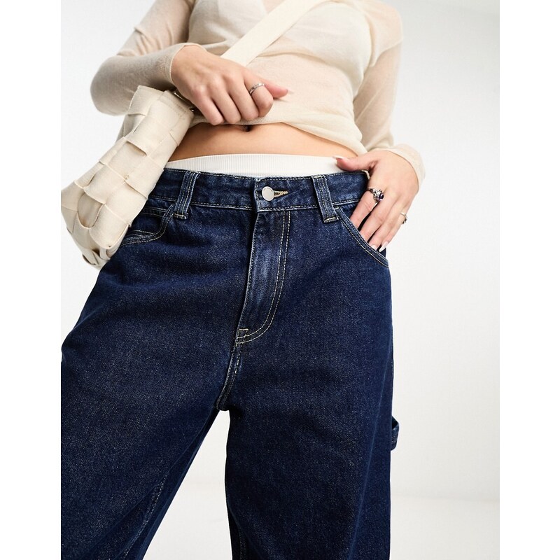 Dr Denim - Faye Worker - Jeans larghi multitasche stile cargo con vita media blu scuro rétro