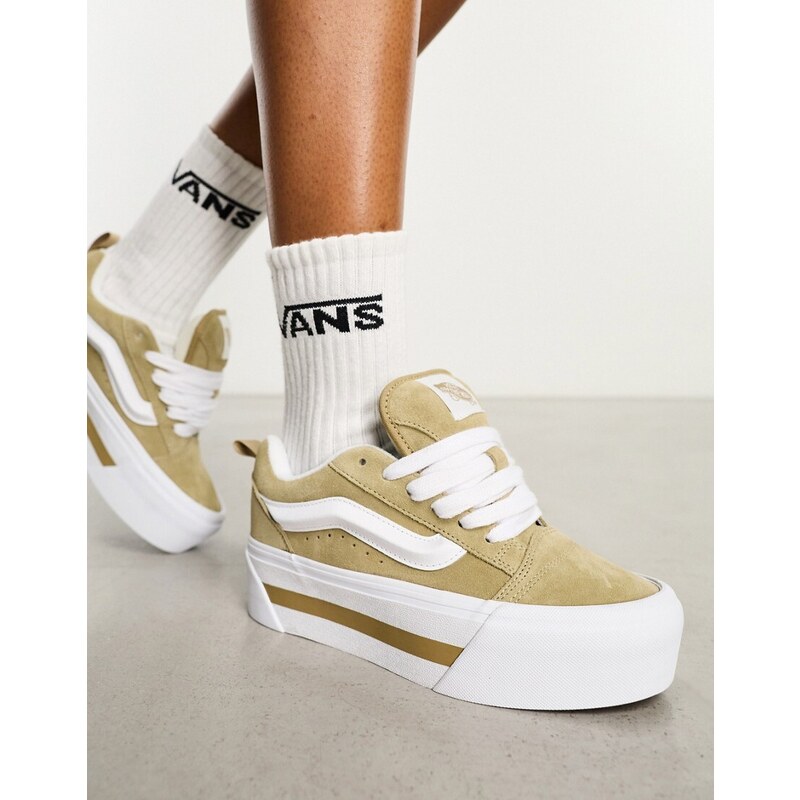 Vans - Knu - Sneakers beige con plateau rialzato-Neutro