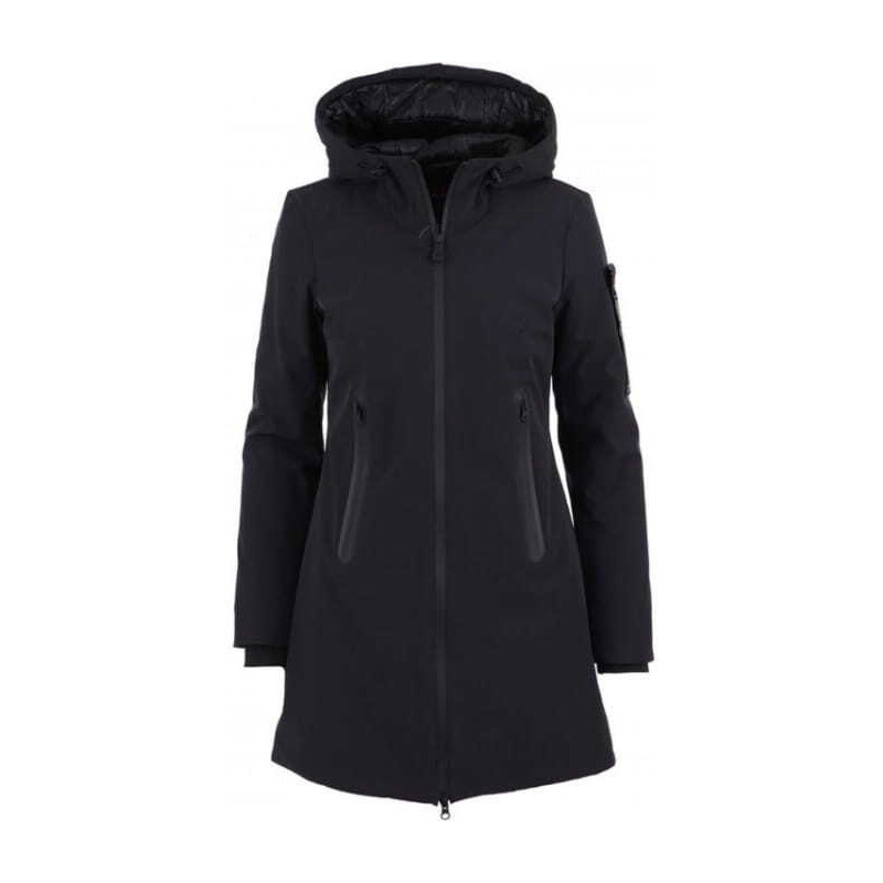 Peuterey giubbotto nero donna in nylon lungo con cappuccio