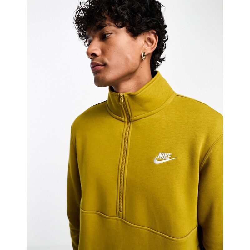 Nike - Club - Top color senape con zip corta-Brown