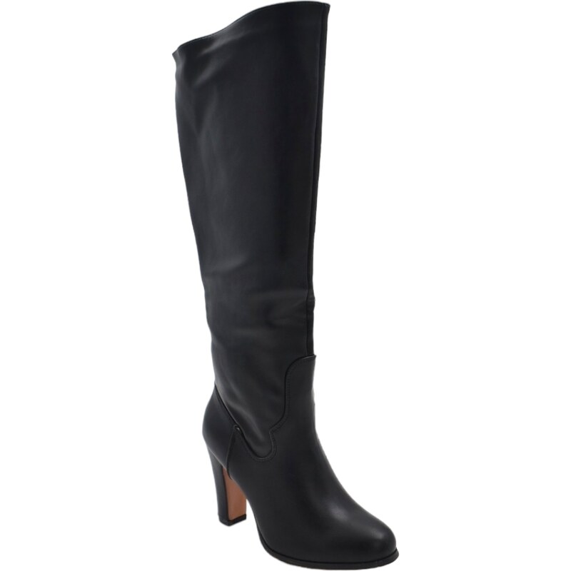 Malu Shoes Stivali donna alti nero basic a tacco largo comodo 10 cm punta tonda sopra al ginocchio moda