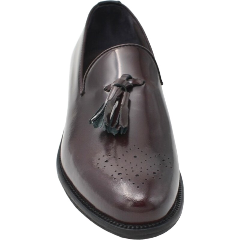 Malu Shoes CALZATURE UOMO ART.ELEG02 ABRASIVATO BORDEAUX CON BON BON MADE IN ITALY LAVORATO ARTIGIANALMENTE