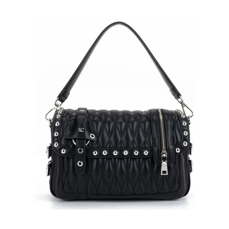 Borsa bianca piccola a mano da donna con borchie tracolla ufficio