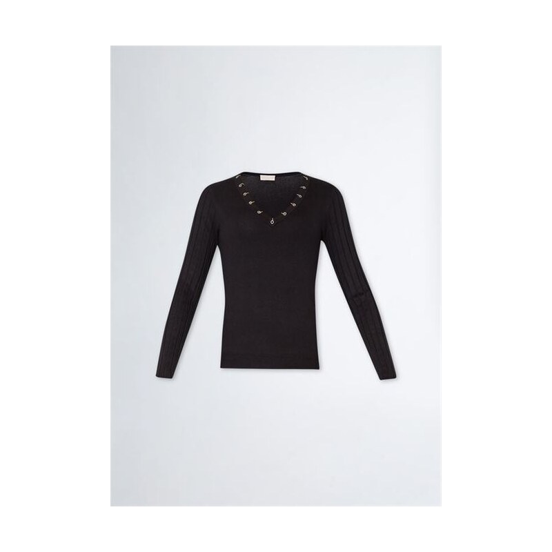 Liu Jo maglia donna con applicazioni gioiello nero main image 1