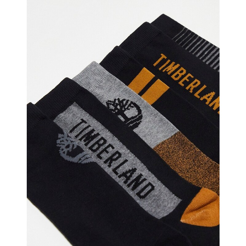 Timberland - Confezione regalo da 6 paia di calzini neri e multicolore-Nero