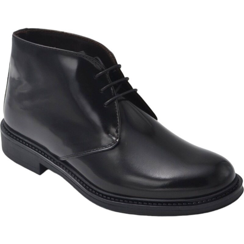 Malu Shoes Polacchino uomo in vera pelle abrasivato nero caviglia comfort gomma sottile da professionista handmade in italy