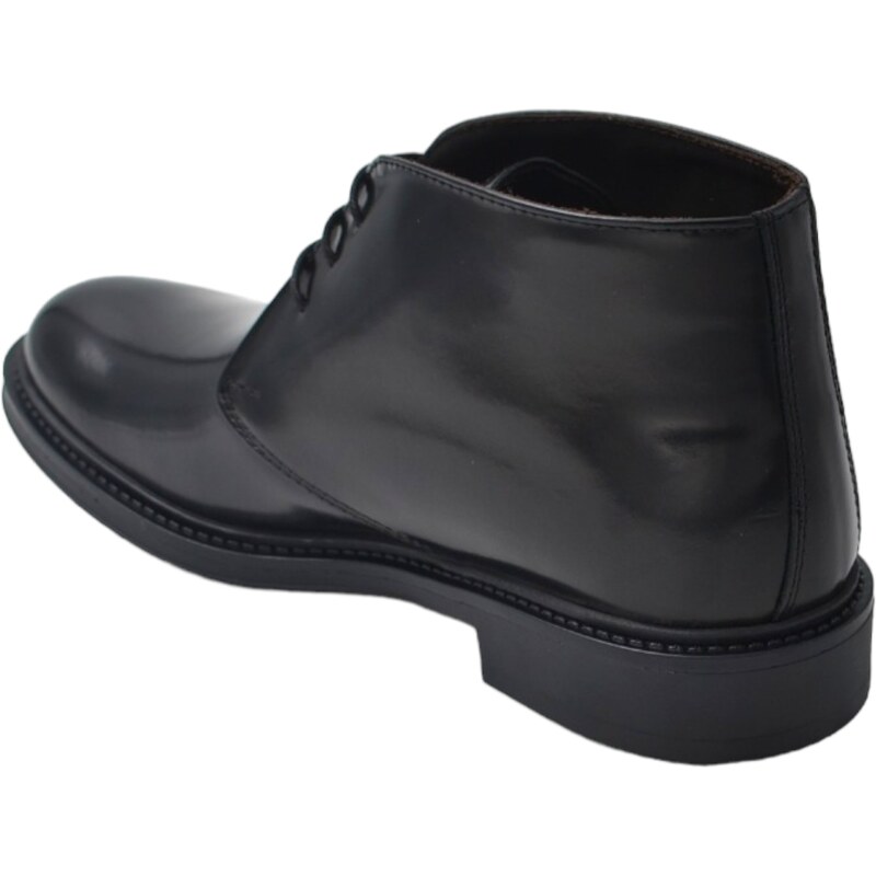 Malu Shoes Polacchino uomo in vera pelle abrasivato nero caviglia comfort gomma sottile da professionista handmade in italy