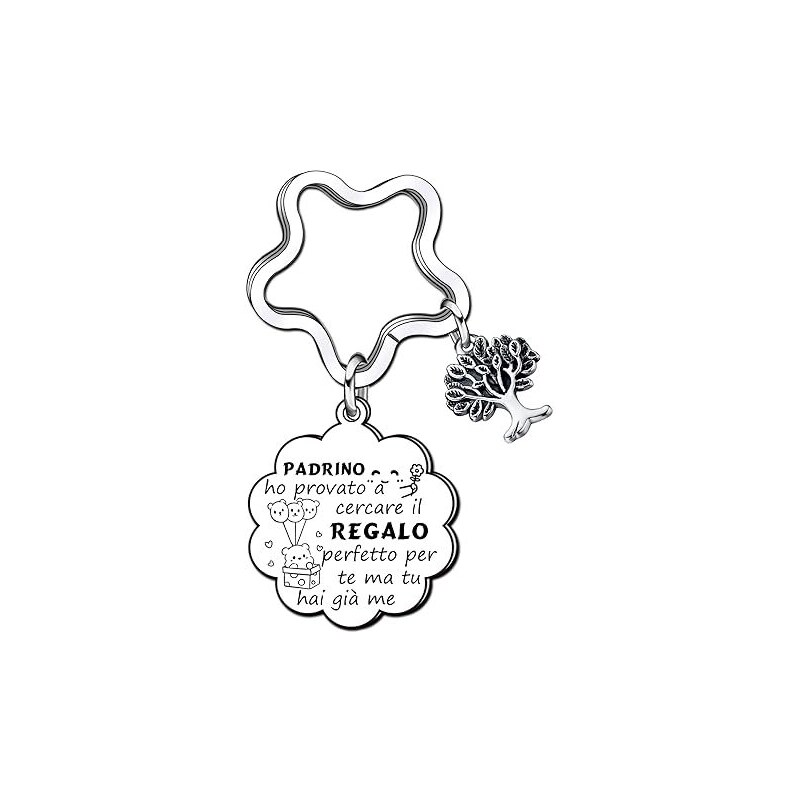 GULRK Regalo madrina portachiavi di compleanno regalo festa della mamma per madrina Vuoi essere la mia madrina amore per tutta la vita Regali di Natale, argento, L