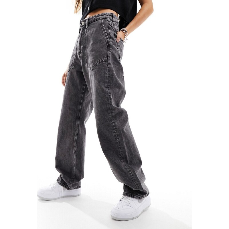 Only - Carrie - Jeans con fondo ampio a vita alta grigio slavato