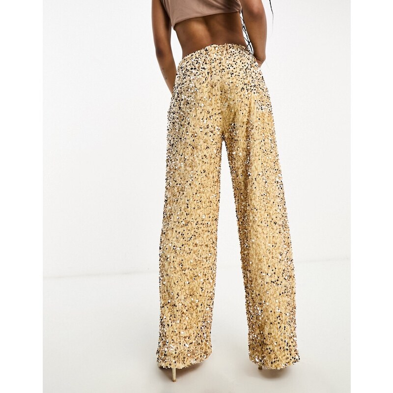Extro & Vert Petite - Pantaloni a fondo ampio extra larghi in velluto oro