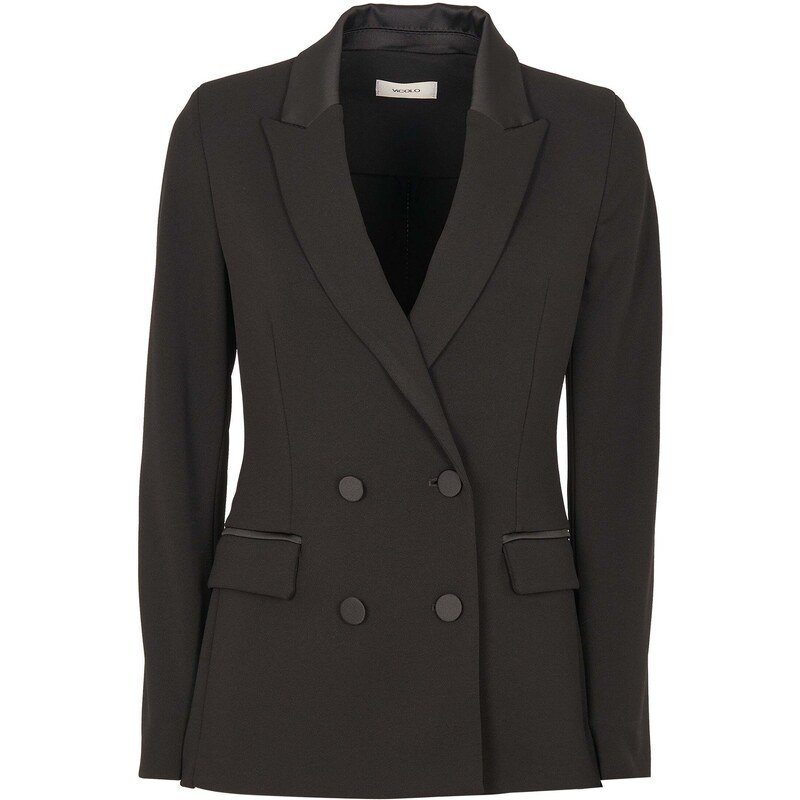 Vicolo giacca blazer in pelle con cintura nero main image 1
