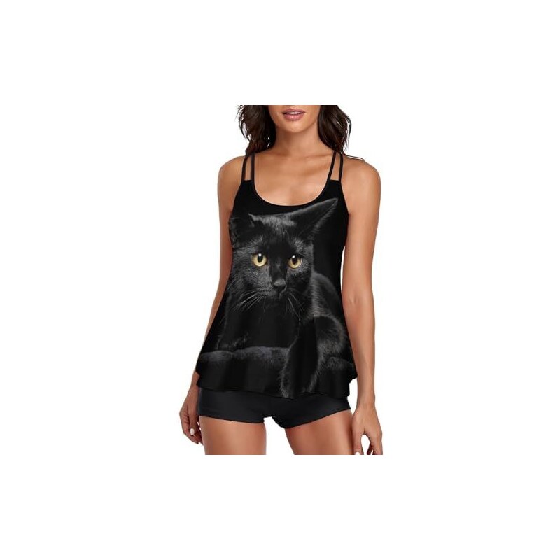 Hilor - Costume da bagno da donna, taglie forti, motivo floreale - Rosso - 6A