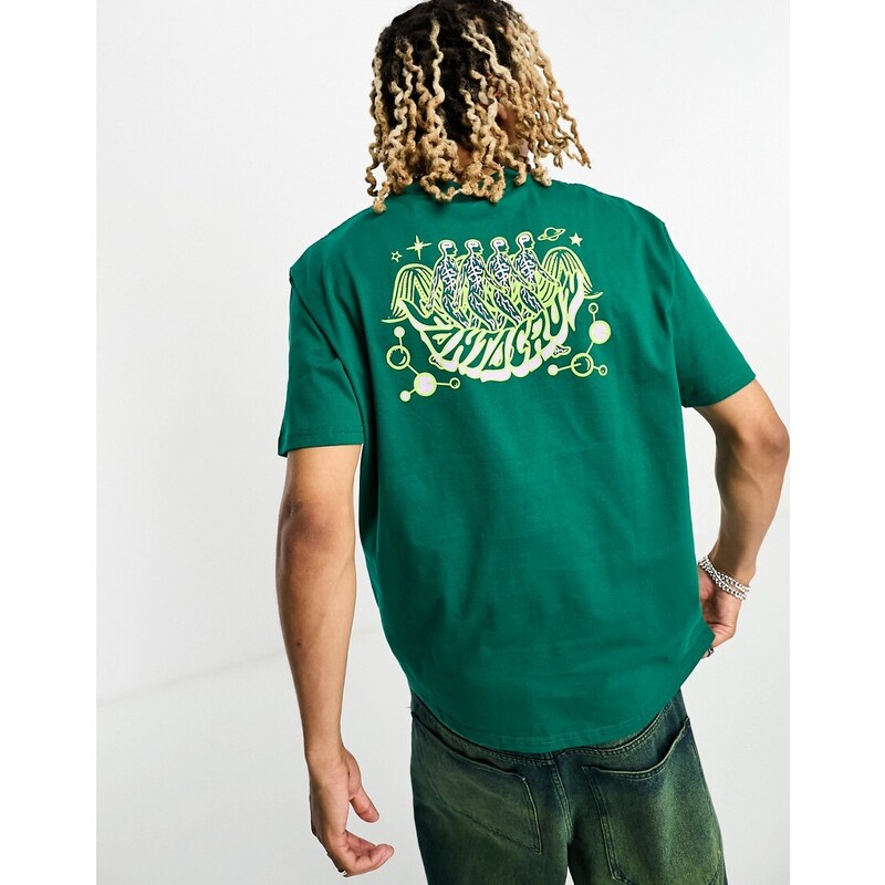 Santa Cruz - T-shirt verde unisex con stampa sul petto e sulla schiena