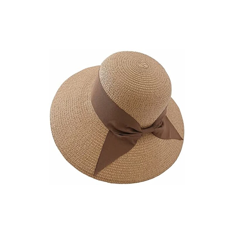 Cappello parasole di paglia natural donna elegante tesa larga da sole estate flessibile e