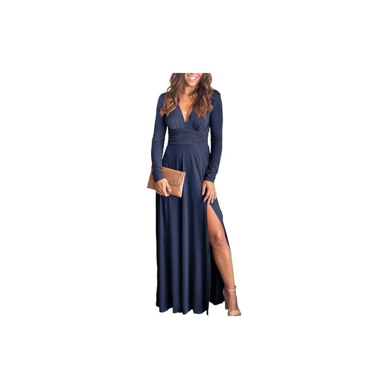 Hdhdeueh Abito Lungo Da Donna Con Scollo A V E Spalline Sottili Schiena Scoperta Spacco A1 M 136274020 Hdhdeueh Abito Lungo Da Donna Con Scollo A V E Spalline Sottili Schiena Scoperta Spacco A1 M 136274020