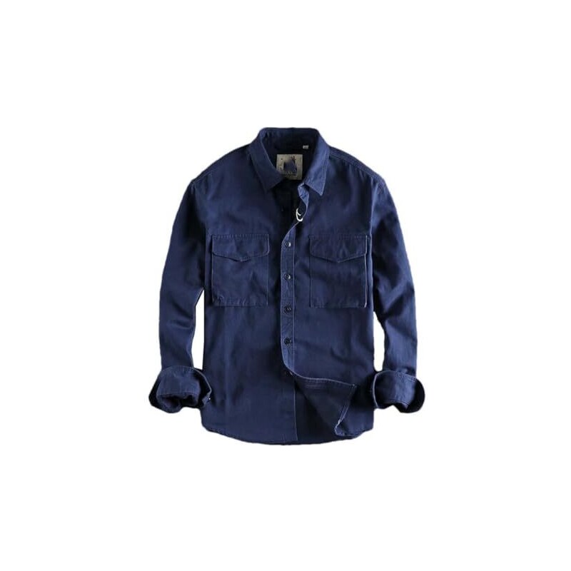 Camicia Uomo Marvelis Comfort Fit In Puro Cotone - Manica Lunga 64cm Colore Blu Notte - Camicia Da Lavoro E Tempo Libero Con Tasca