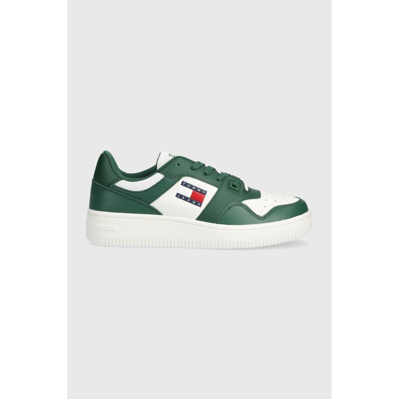 Tommy Jeans sneakers in pelle TJM RETRO BASKET ESS colore verde EM0EM01395
