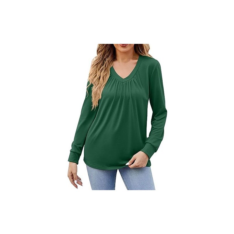 IChunhua Maglietta Donna Maniche Lunghe Scollo A V, Tinta Unita Morbida, Basic Primavera Autunno, Taglie S-2XL - 6